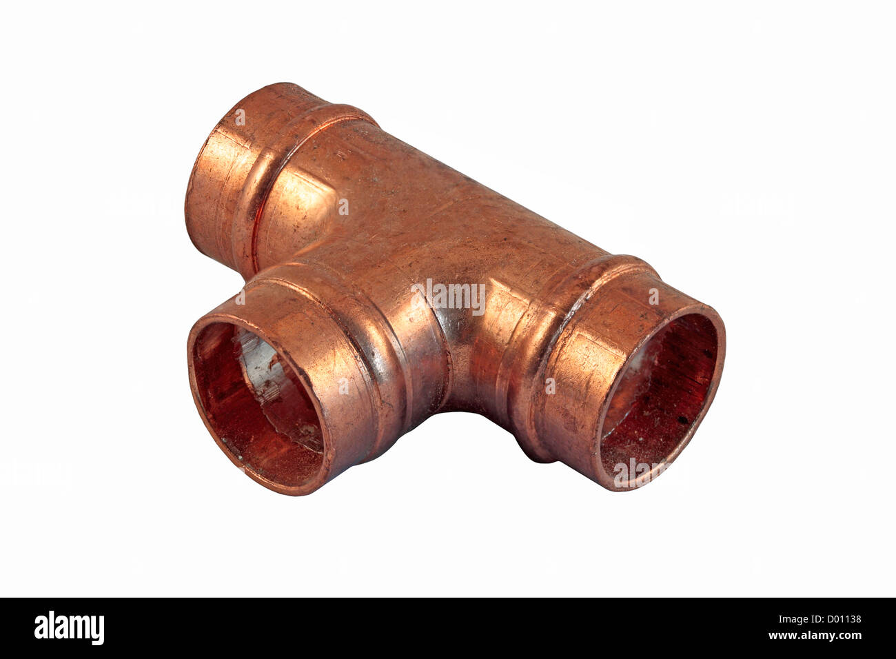 15mm Yorkshire Solder Ring Copper Tee Pipe Fitting Stock Photo