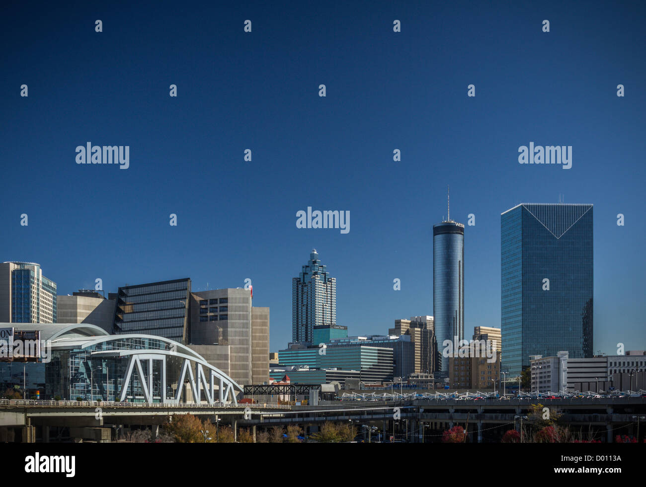 Philips Arena and CNN Center with Downtown Atlanta in background Stock Photo