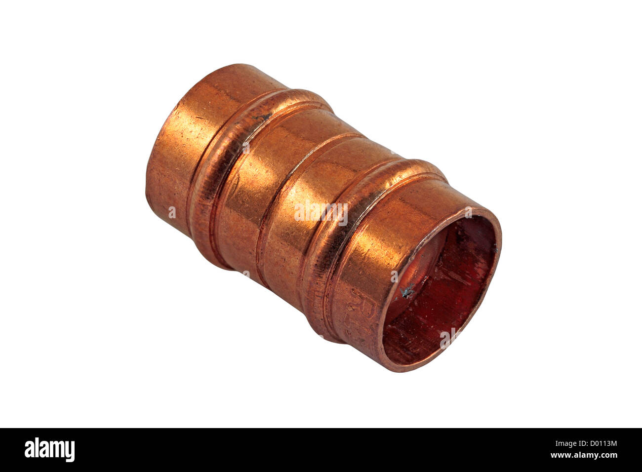 15mm Yorkshire Solder Ring Copper Straight Coupling Pipe Fitting Stock Photo