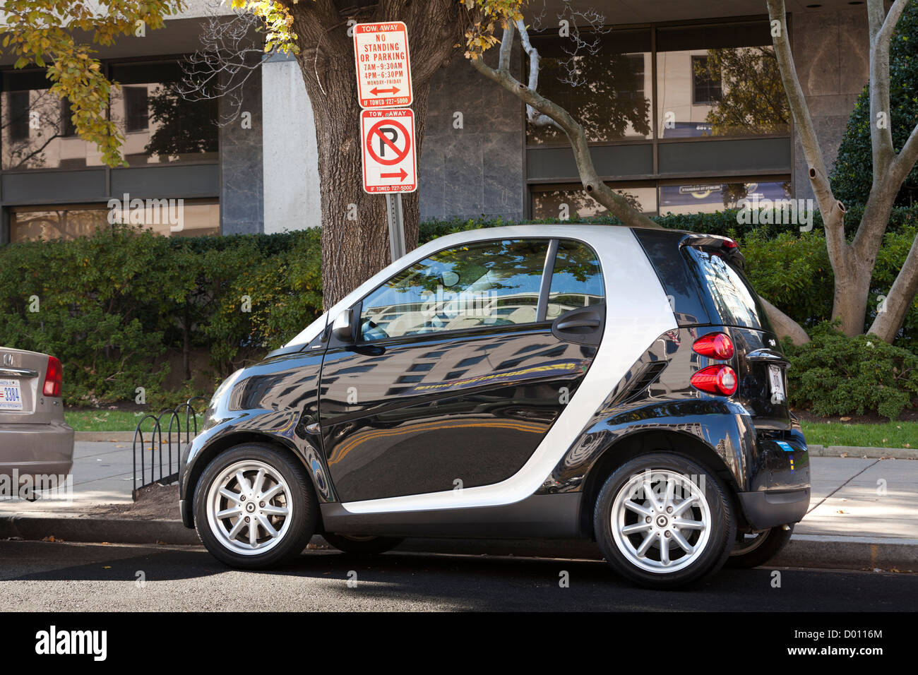 Illegally parked SmartCar Stock Photo