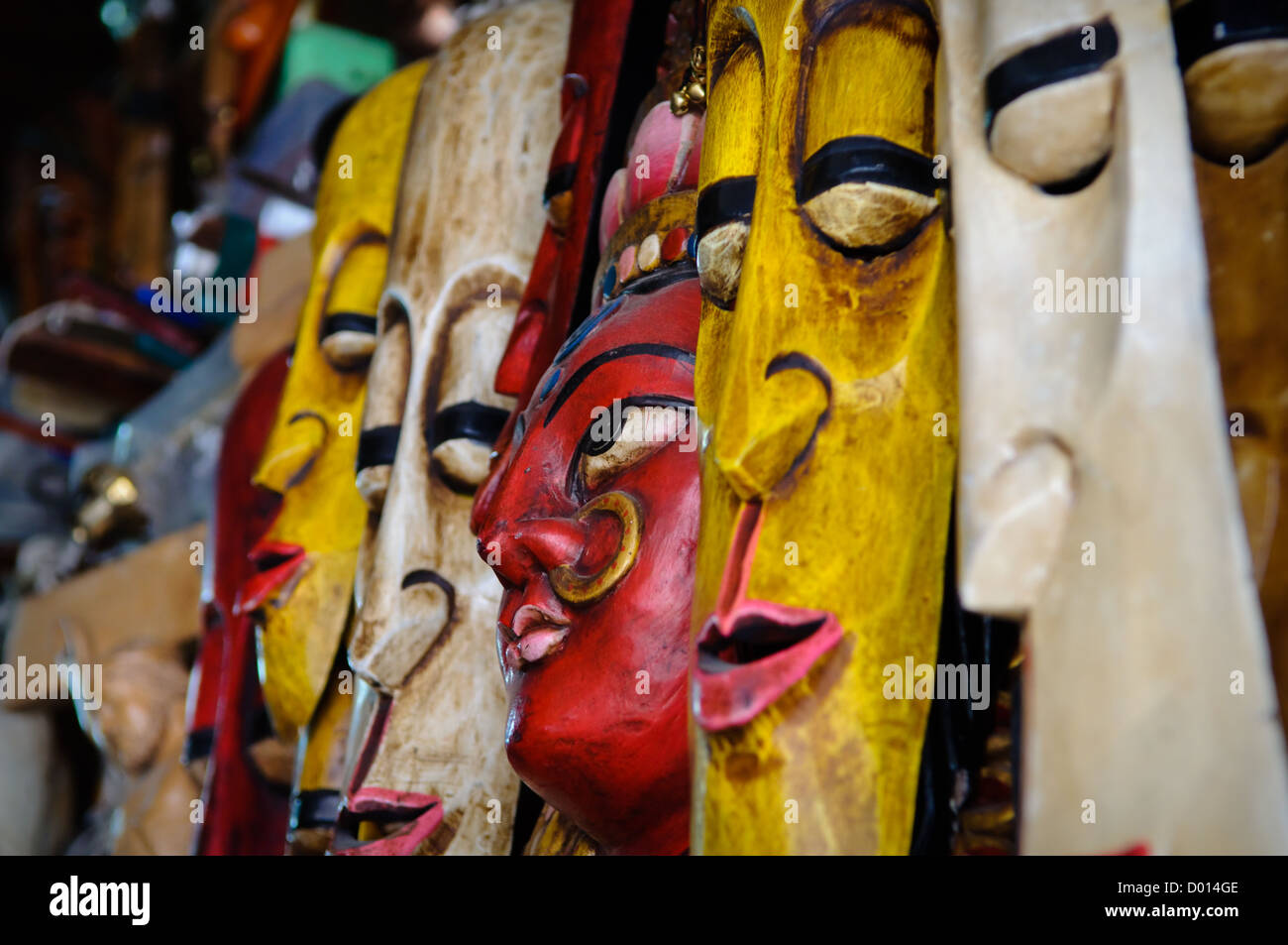 Indian Masks for Sale at Store Stock Photo