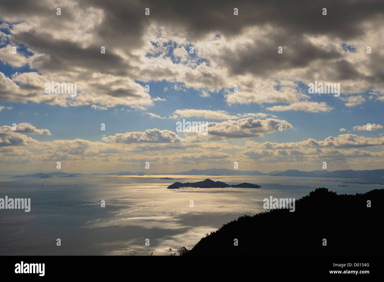 Seto Inland Sea from the summit of Mt Misen on the island of Miyajima, Japan Stock Photo