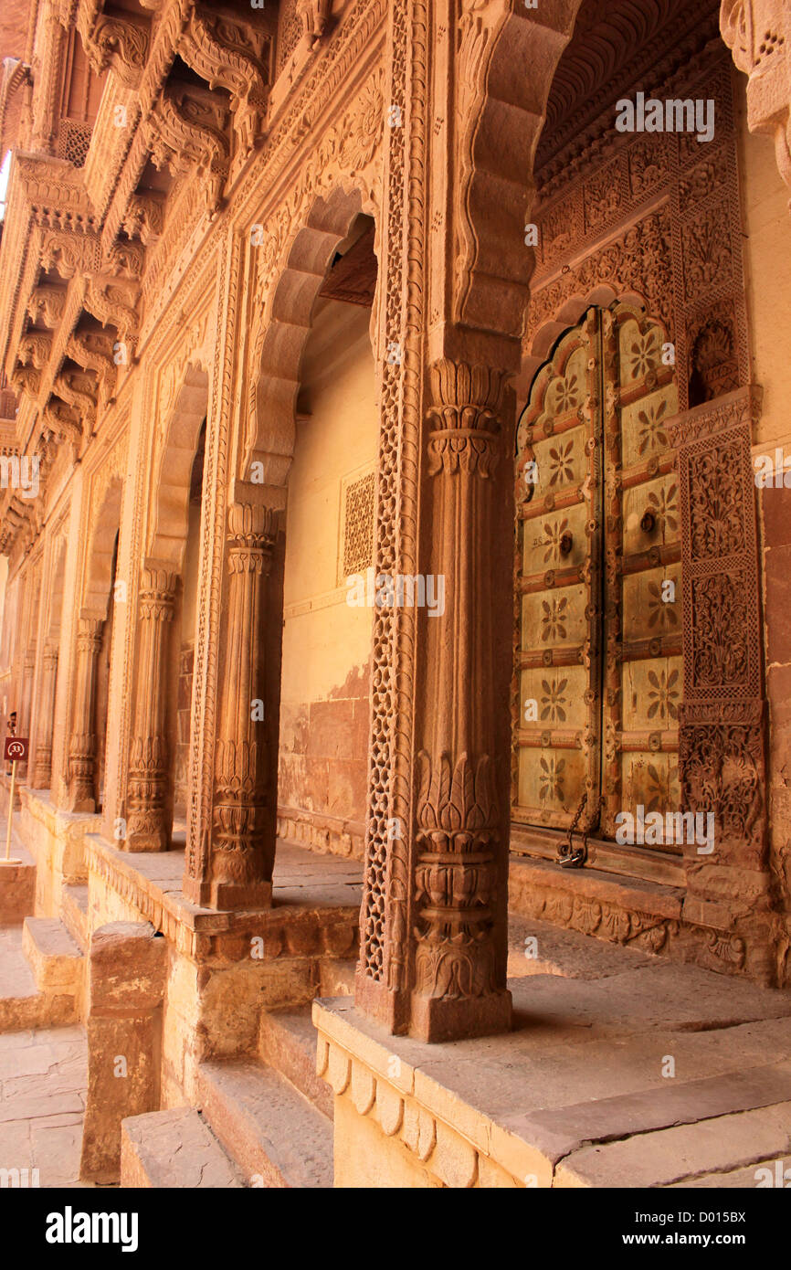Rooms of courtesan and servants Jodhpur fort Rajasthan India Stock Photo