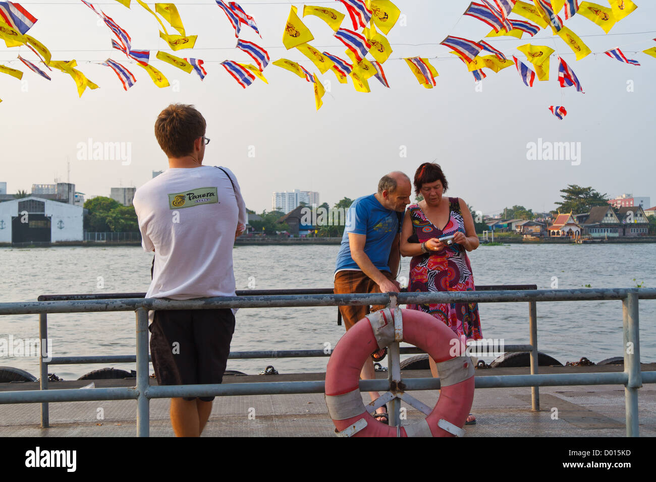 People on a Pier at the River Chao Phraya in Bangkok, Thailand Stock ...