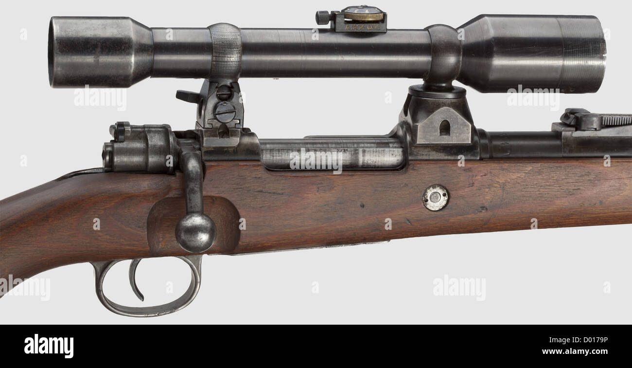 A scope rifle 98 k,Mauser,with high tophinged mount and scope ZF Ajack