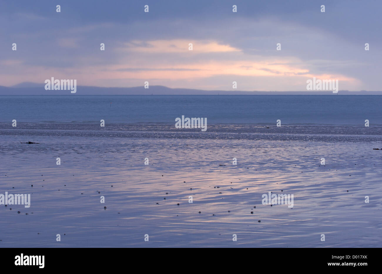 Dawn over Luce Bay from English Bay, looking towards the Machars, Dumfries & Galloway, Scotland Stock Photo