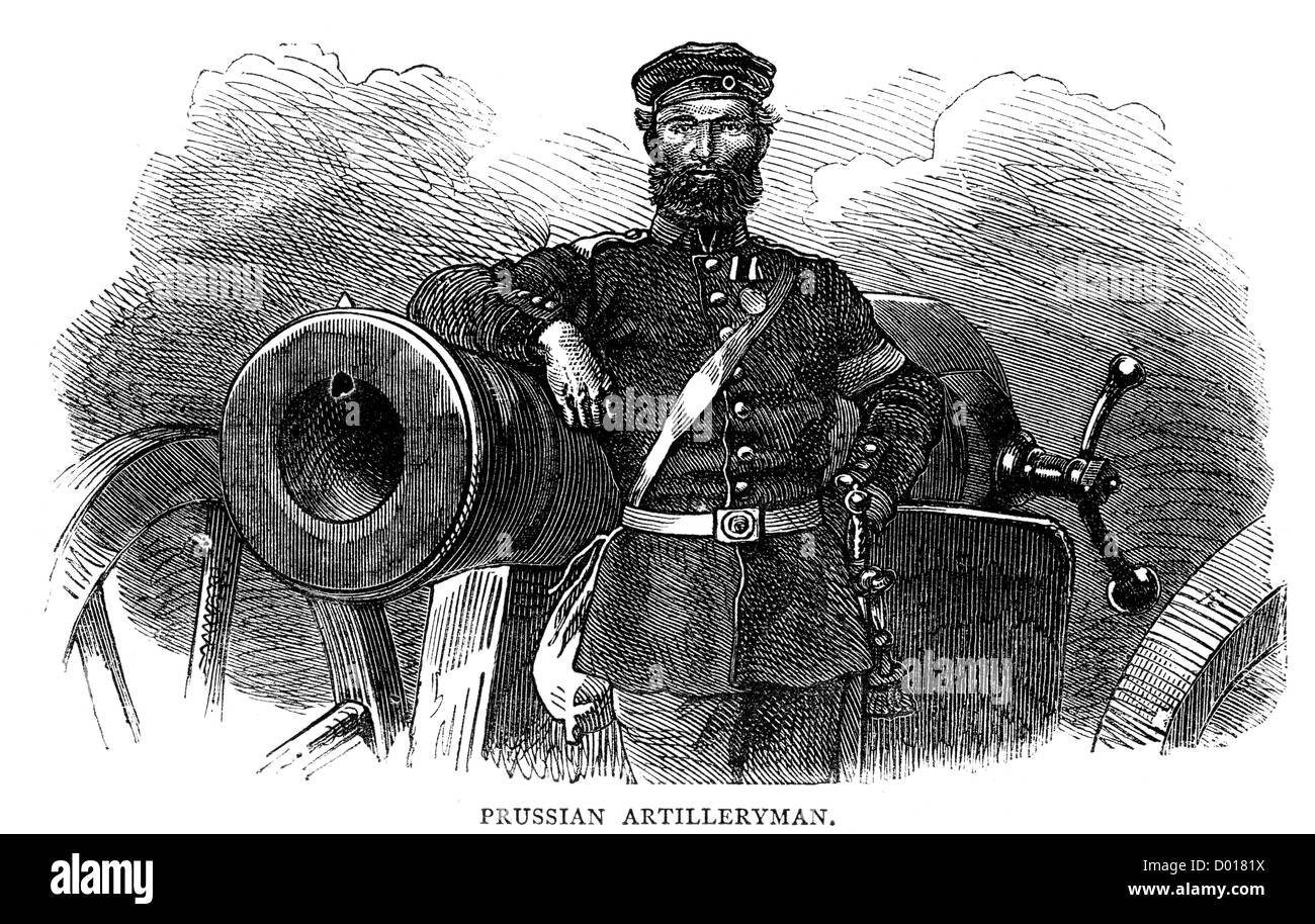 Prussian Artilleryman from the time of the Franco Prussian War Stock Photo