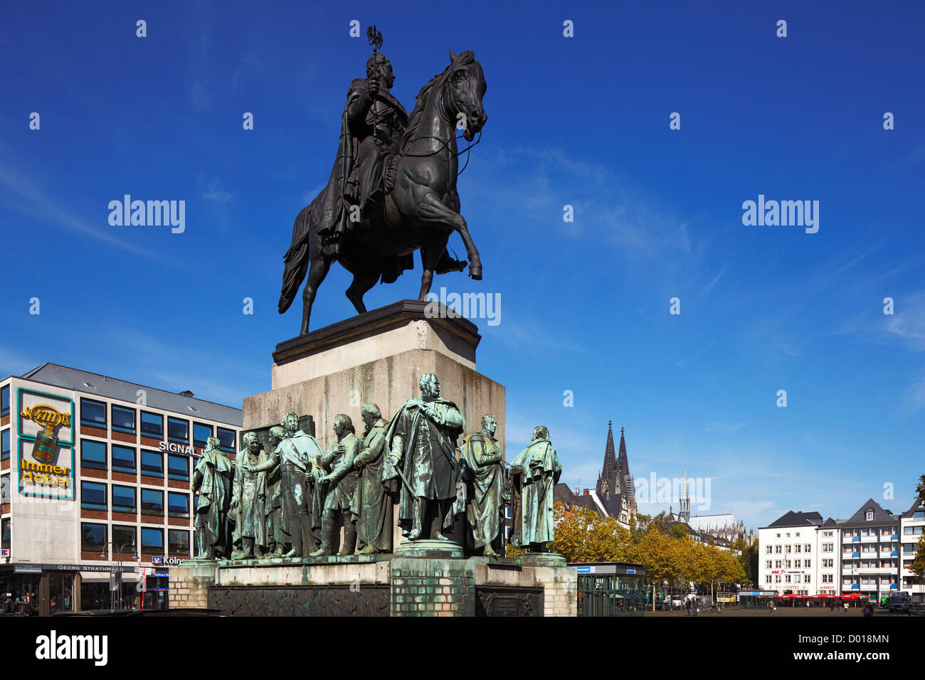 Reiterstandbild Koenig Friedrich Wilhelm III. von Preussen von Gustav Blaeser, Denkmal am Heumarkt in Koeln am Rhein, Nordrhein-Westfalen Stock Photo