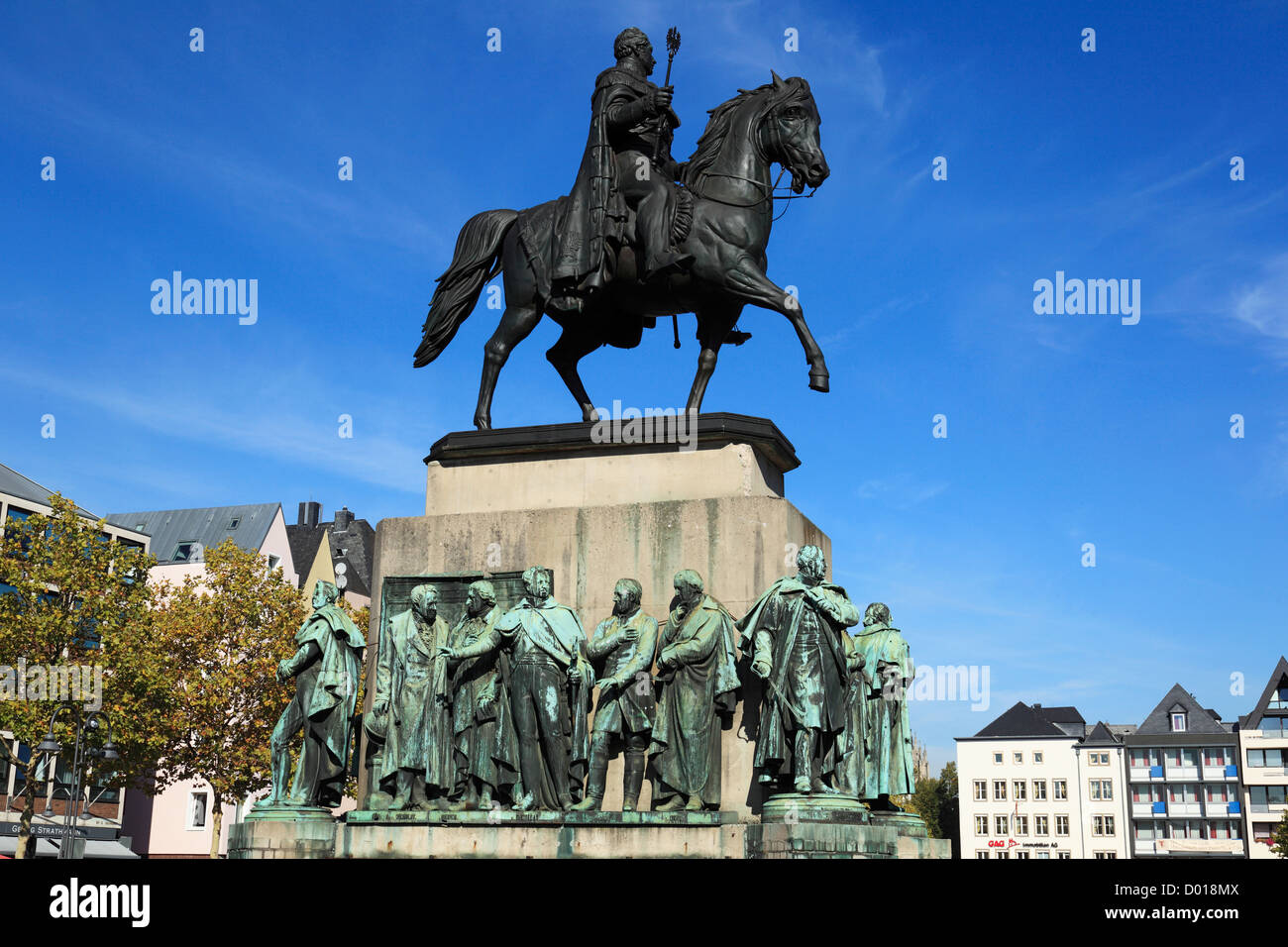 Reiterstandbild Koenig Friedrich Wilhelm III. von Preussen von Gustav Blaeser, Denkmal am Heumarkt in Koeln am Rhein, Nordrhein-Westfalen Stock Photo