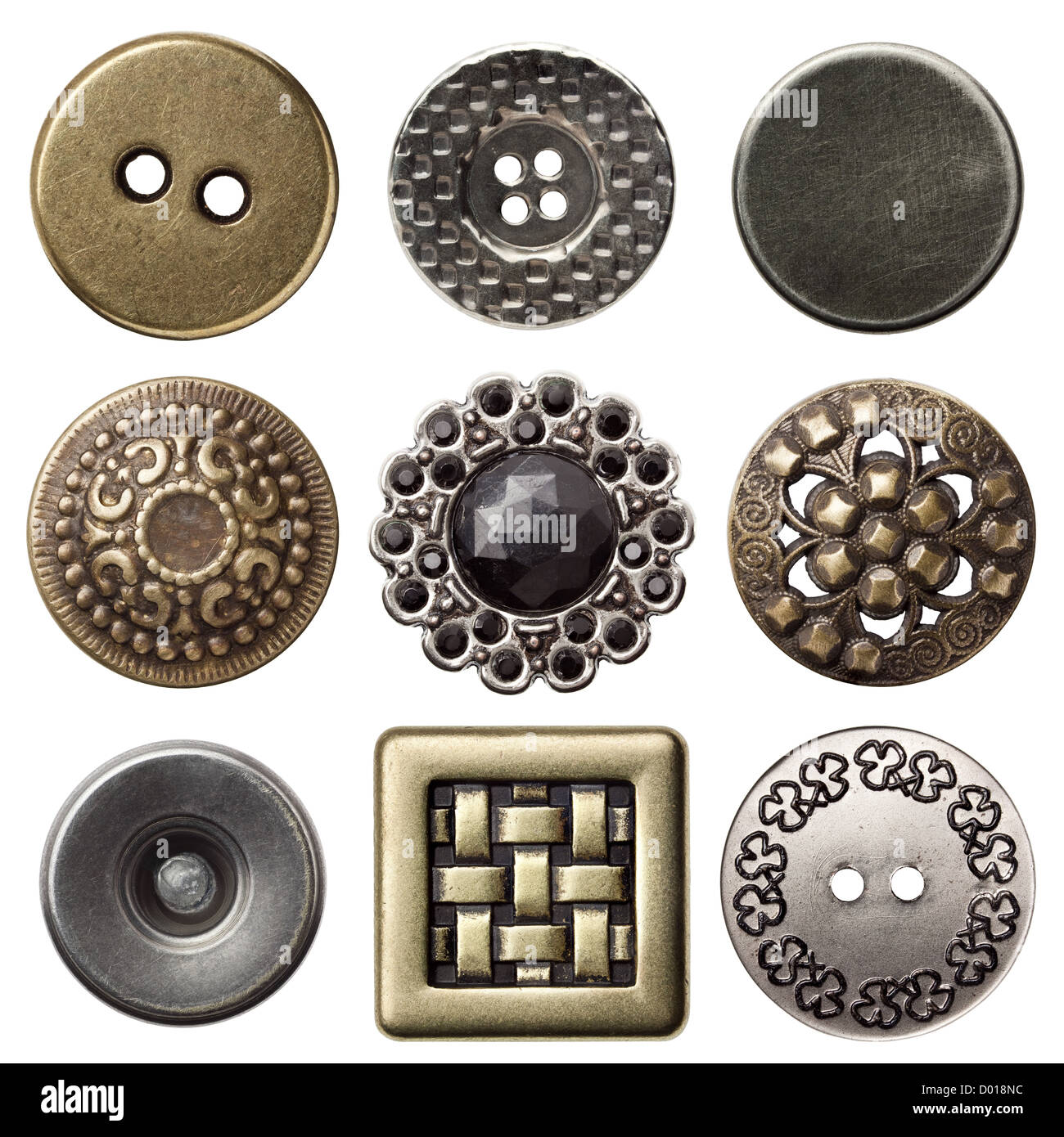 Vintage metal sewing buttons, isolated Stock Photo Alamy