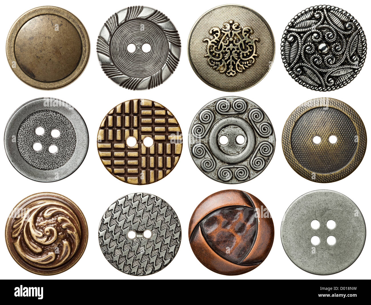 Vintage metal sewing buttons, isolated Stock Photo Alamy