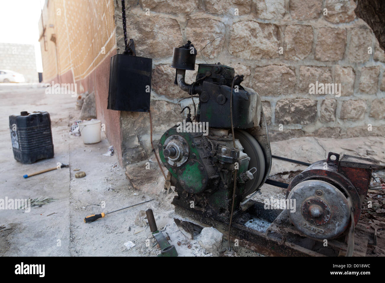 November 4, 2012 - Aleppo, Syria: A Free Syrian Army generator runs near the frontline in Azeze. Stock Photo