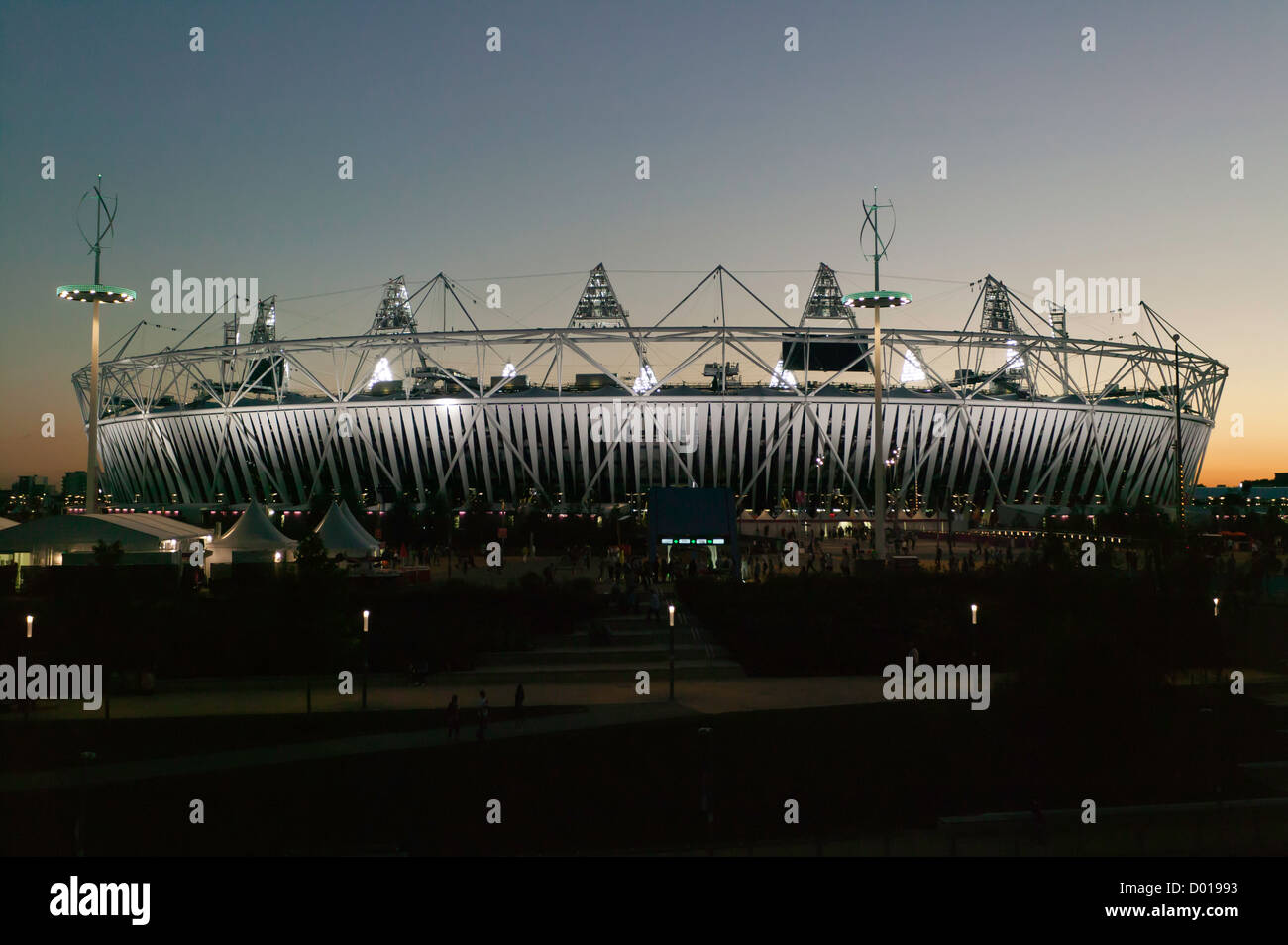 Dusk at the Olympic Stadium during the 2012 London Paralympic Games, Stratford Stock Photo