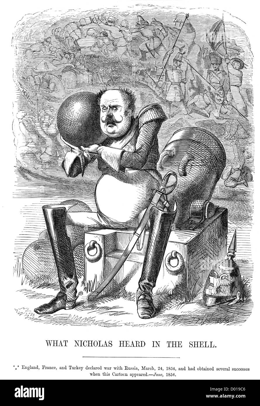 Caricature of Tsar Nicholas I of Russia at the start of the Crimean War. Stock Photo