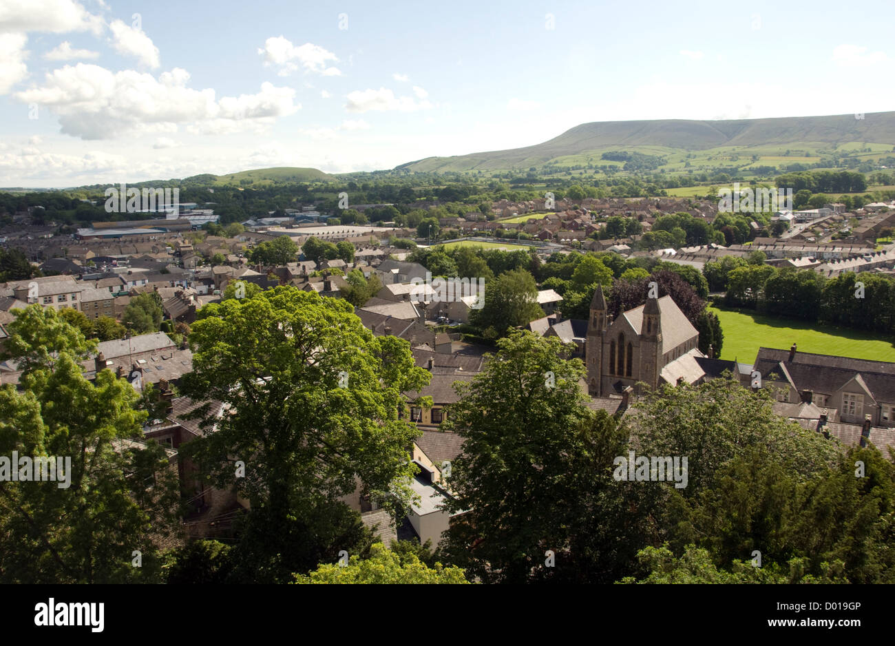 LANCASHIRE CLITHEROE; PENDLE HILL FROM THE CASTLE WALLS Stock Photo