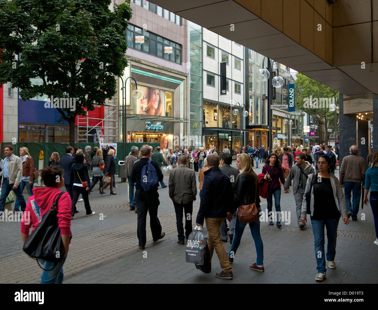 Many people shopping in the city center of Cologne, NRW, Germany Stock Photo