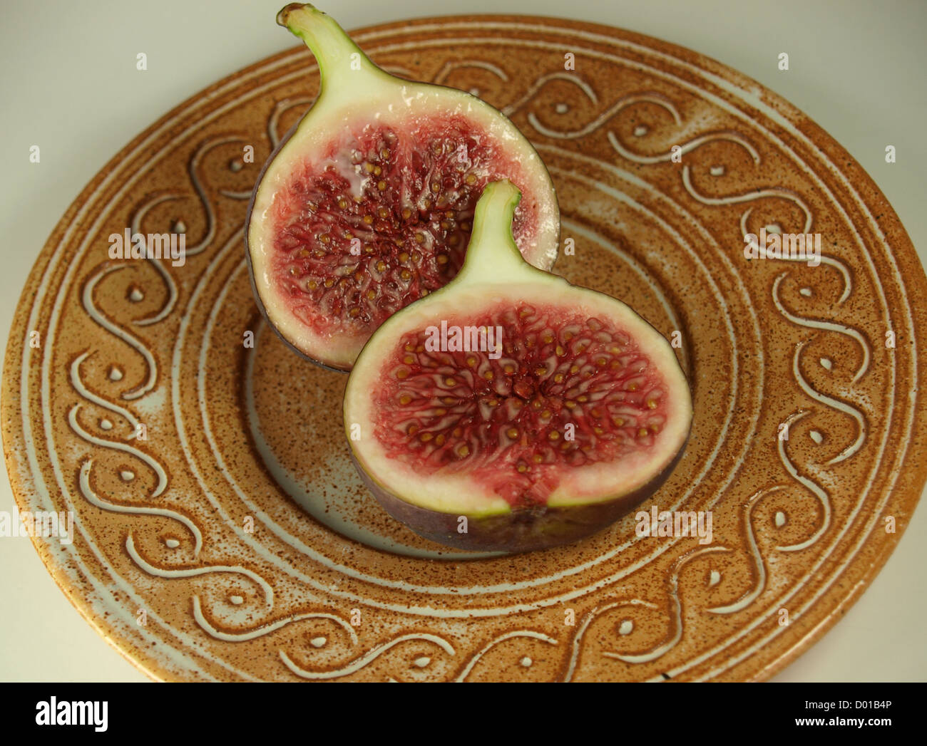 Fig fruit cut in half Stock Photo