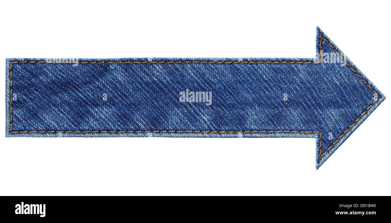 Blue jeans arrow, isolated Stock Photo