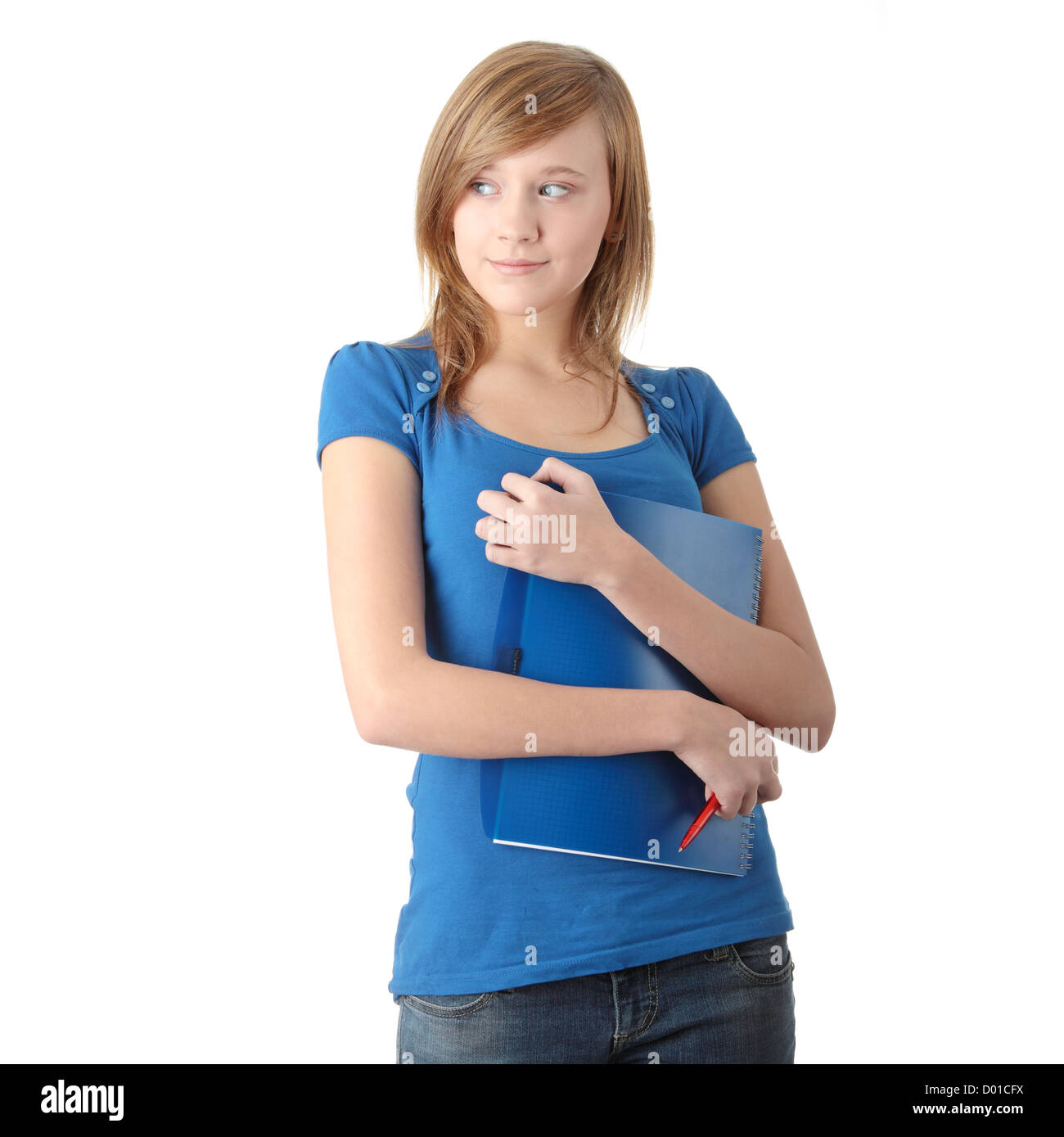 Teen student girl isolated on white background Stock Photo - Alamy
