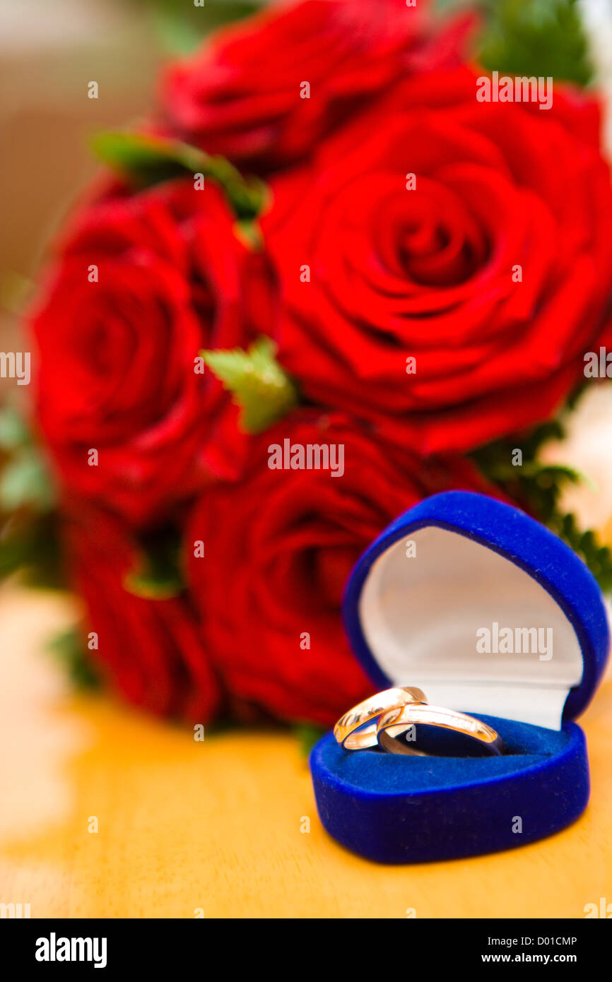 Two Red Roses Wedding Rings High Resolution Stock Photography and ...