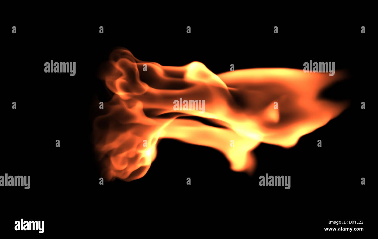 Fire flames close up against black,graphic design element Stock Photo