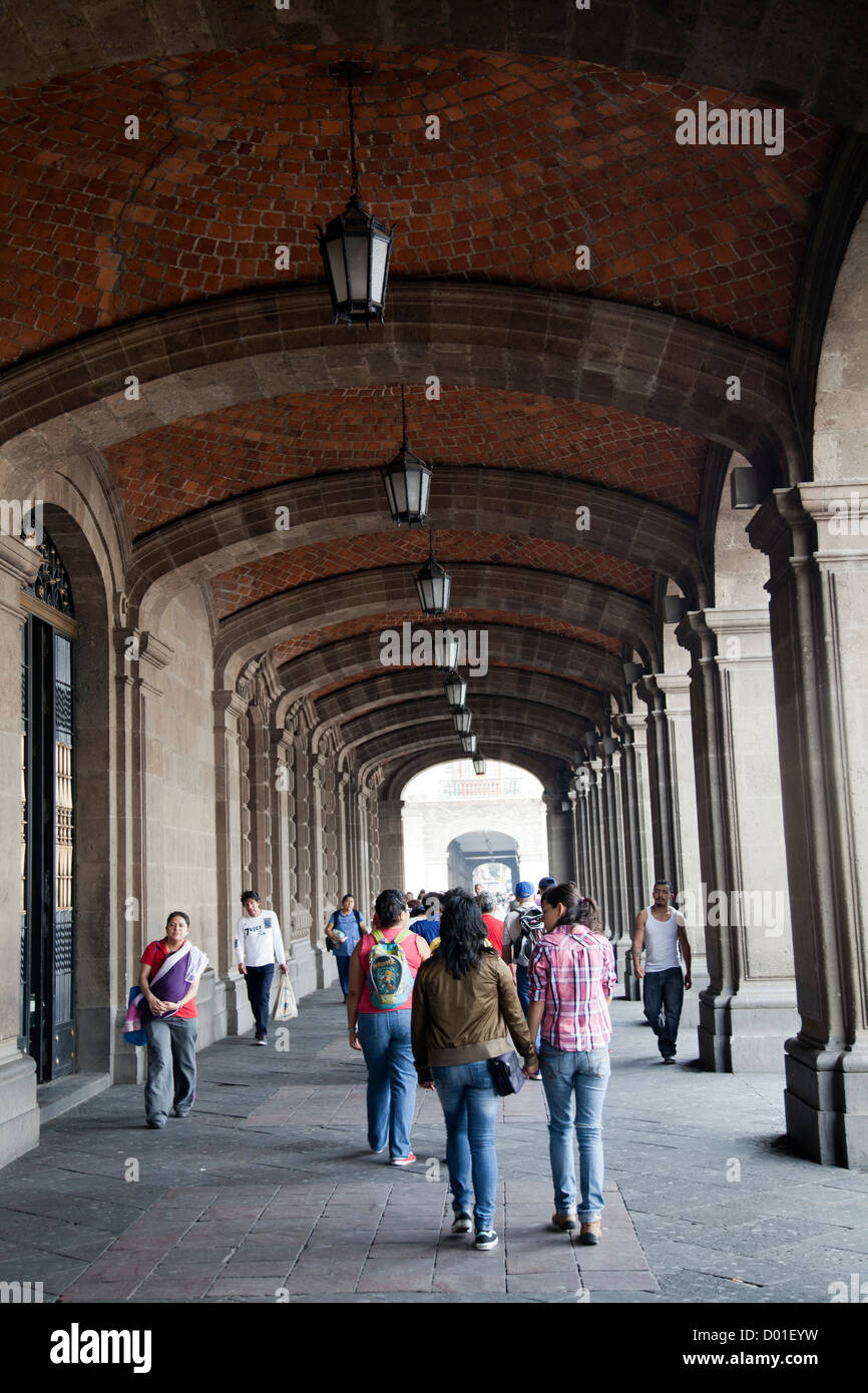 Arched Colonnade alongside Zocalo in Mexico City DF Stock Photo