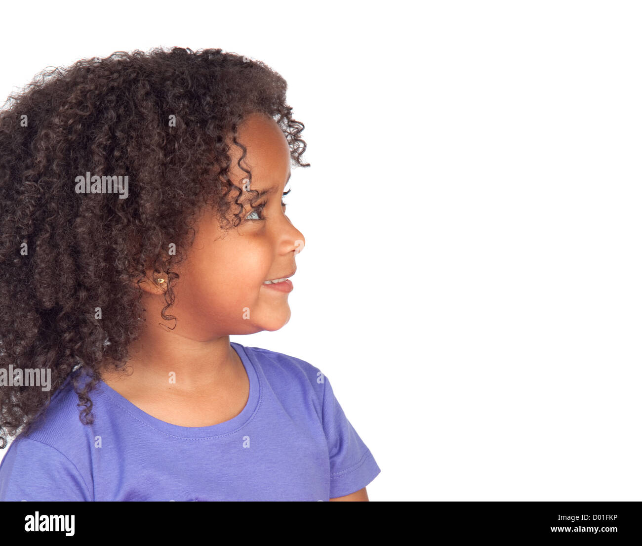 Profile Of Beauty African Child Isolated On White Background Stock