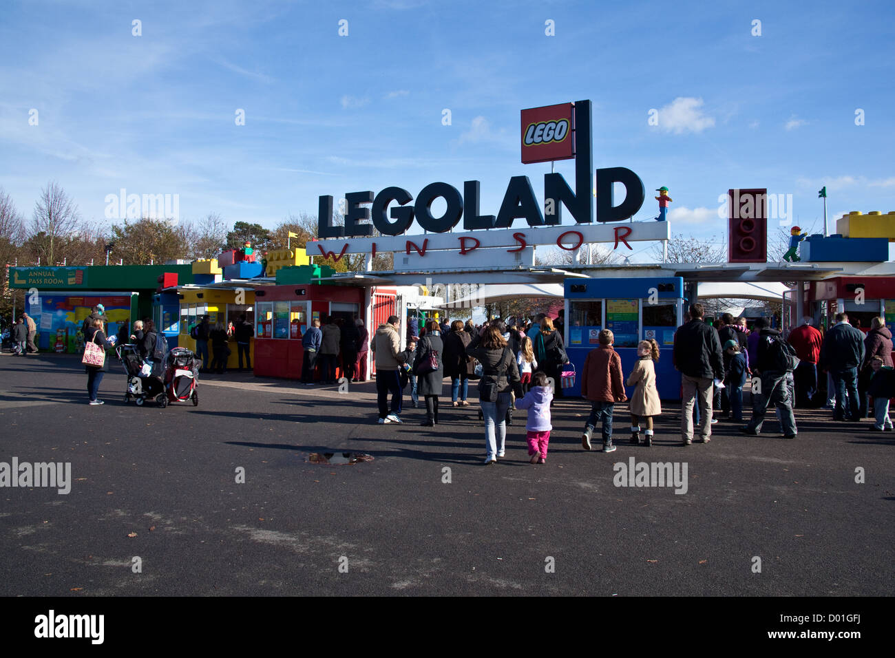 Entrance gates to Legoland theme park, Windsor, England, United Kingdom