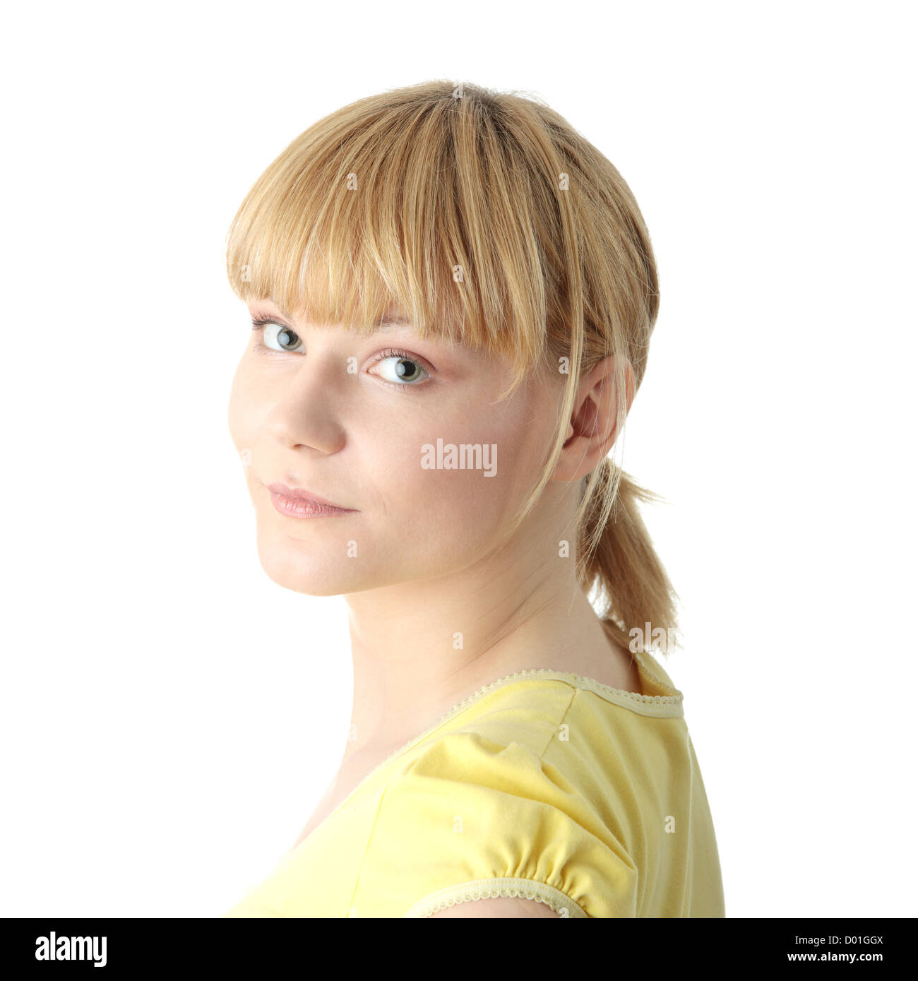 Woman portrait isolated over a white background Stock Photo - Alamy