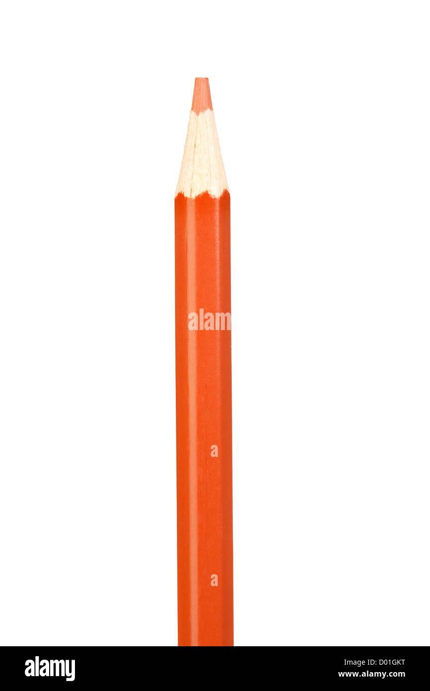 Orange pencil vertically isolated on white background Stock Photo - Alamy