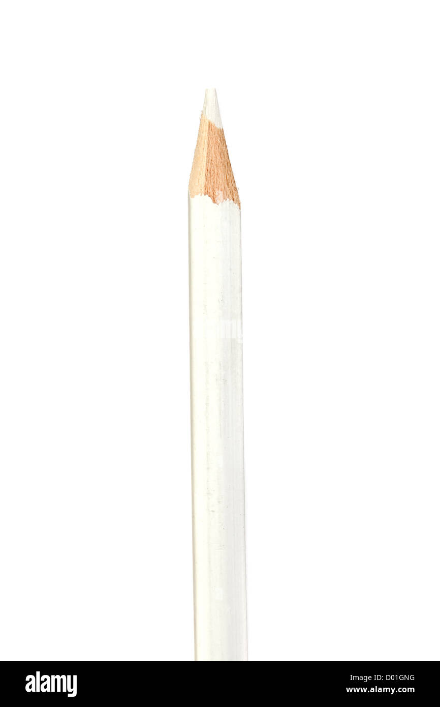 White pencil vertically isolated on white background Stock Photo - Alamy