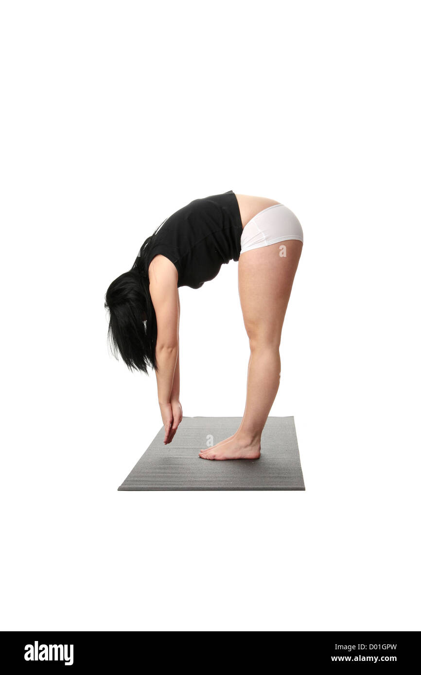 Corpulent Woman Training Yoga Stock Photo Alamy