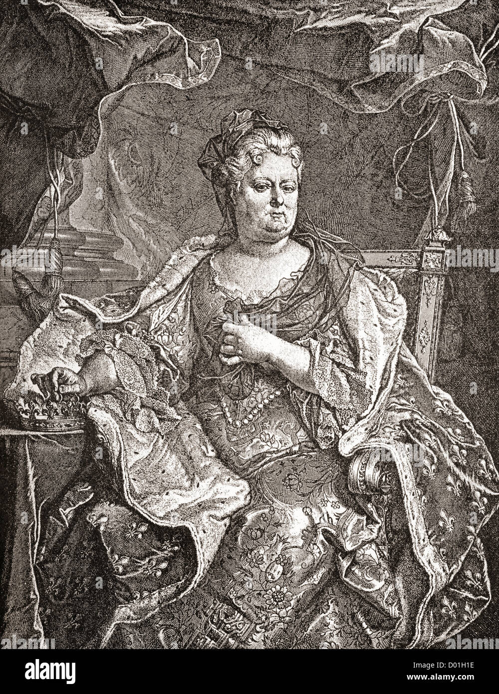 Elisabeth Charlotte Princess Palatine, Duchess of Orléans, 1652 -1722. German princess and wife of Philippe, Duke of Orléans. Stock Photo