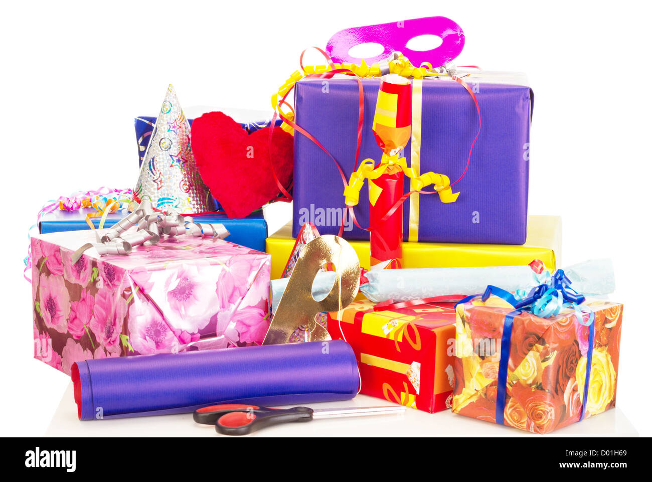 Beautiful and colorful gifts on the table Stock Photo