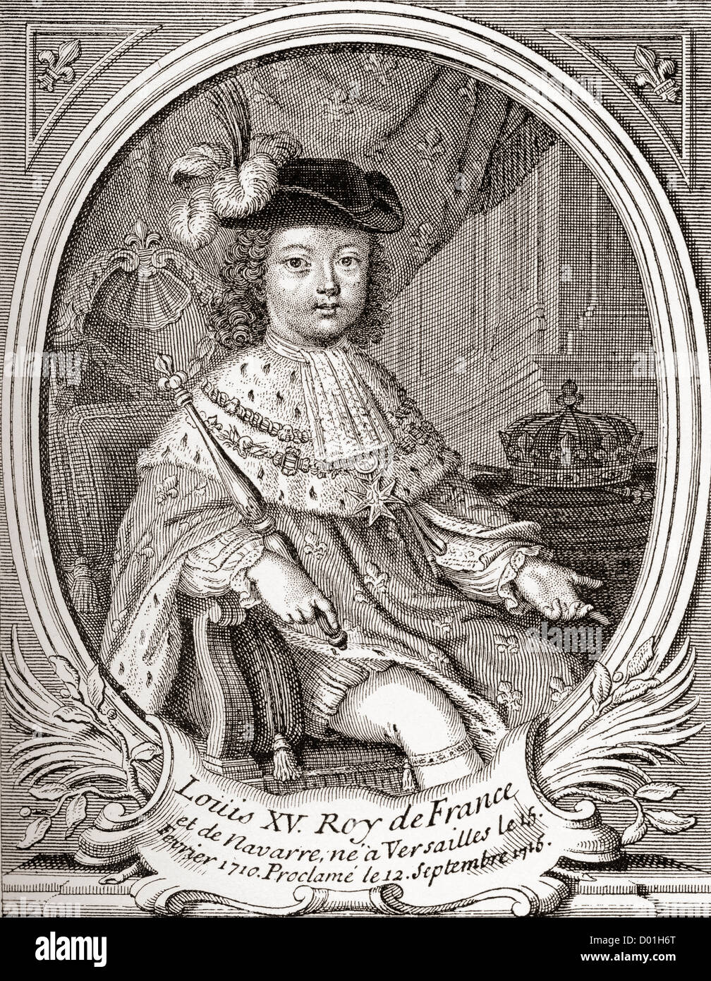 Louis XV, 1710 –1774. Bourbon monarch who ruled as King of France and Navarre.  Portrait as a child. Stock Photo