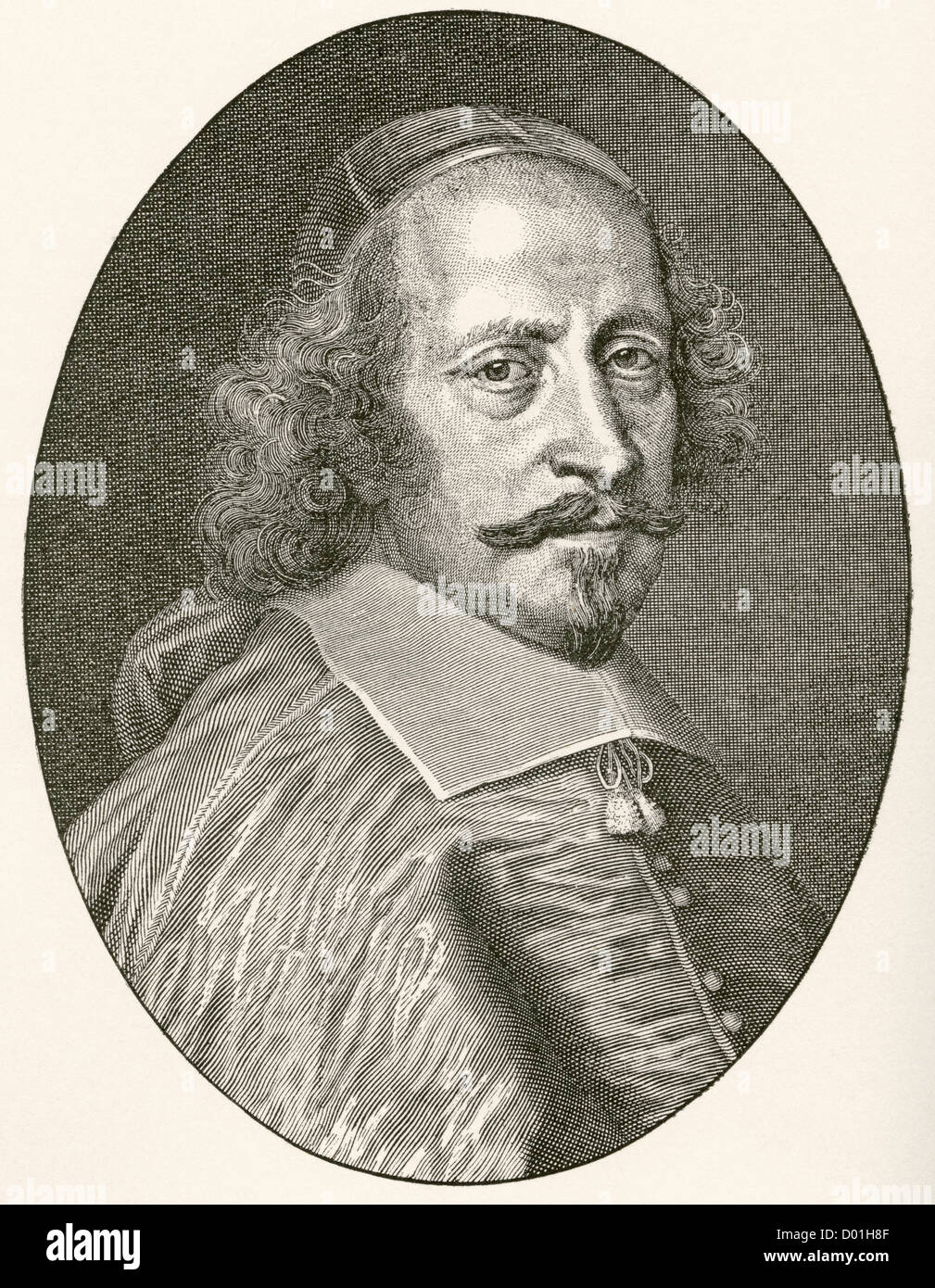 Jules Mazarin, 1602–1661. Born Giulio Raimondo Mazzarino or Mazarini. French-Italian cardinal, chief minister of France. Stock Photo