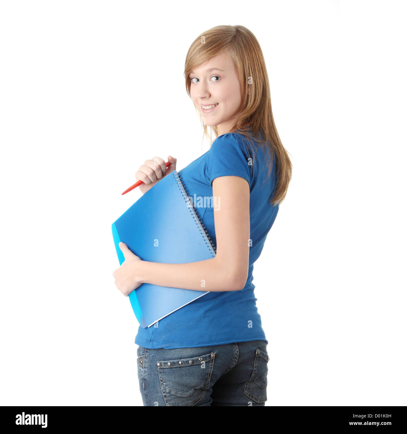 Teen student girl isolated on white background Stock Photo - Alamy
