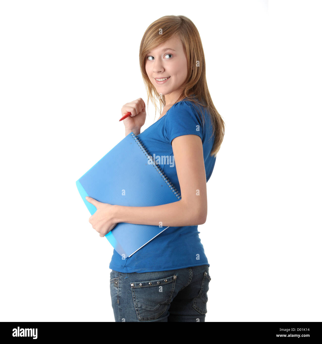 Teen student girl isolated on white background Stock Photo - Alamy
