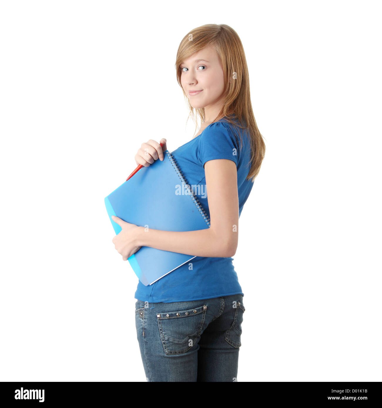 Teen student girl isolated on white background Stock Photo - Alamy