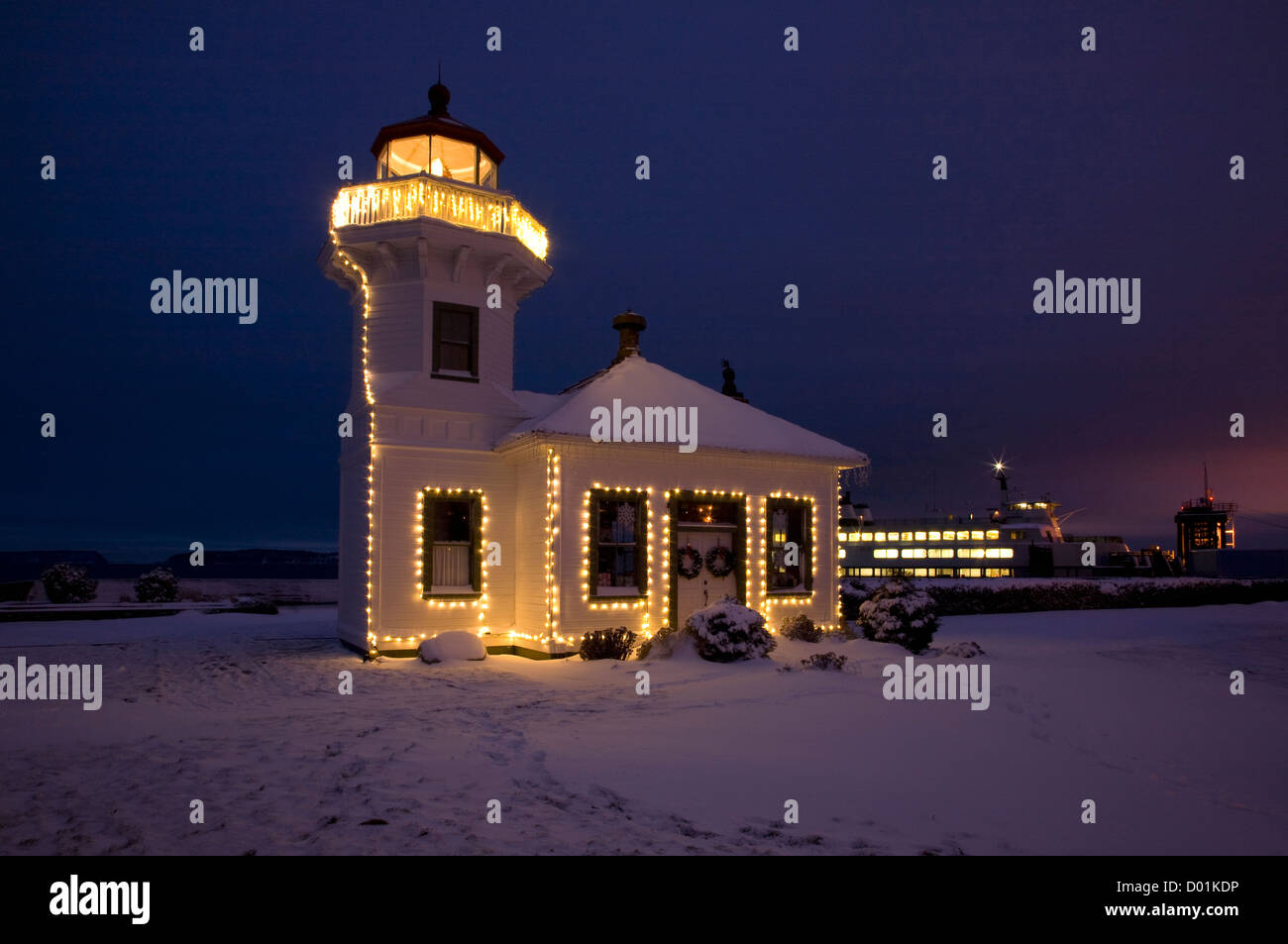 WASHINGTON Mukilteo Light on Possession Sound after a winter storm