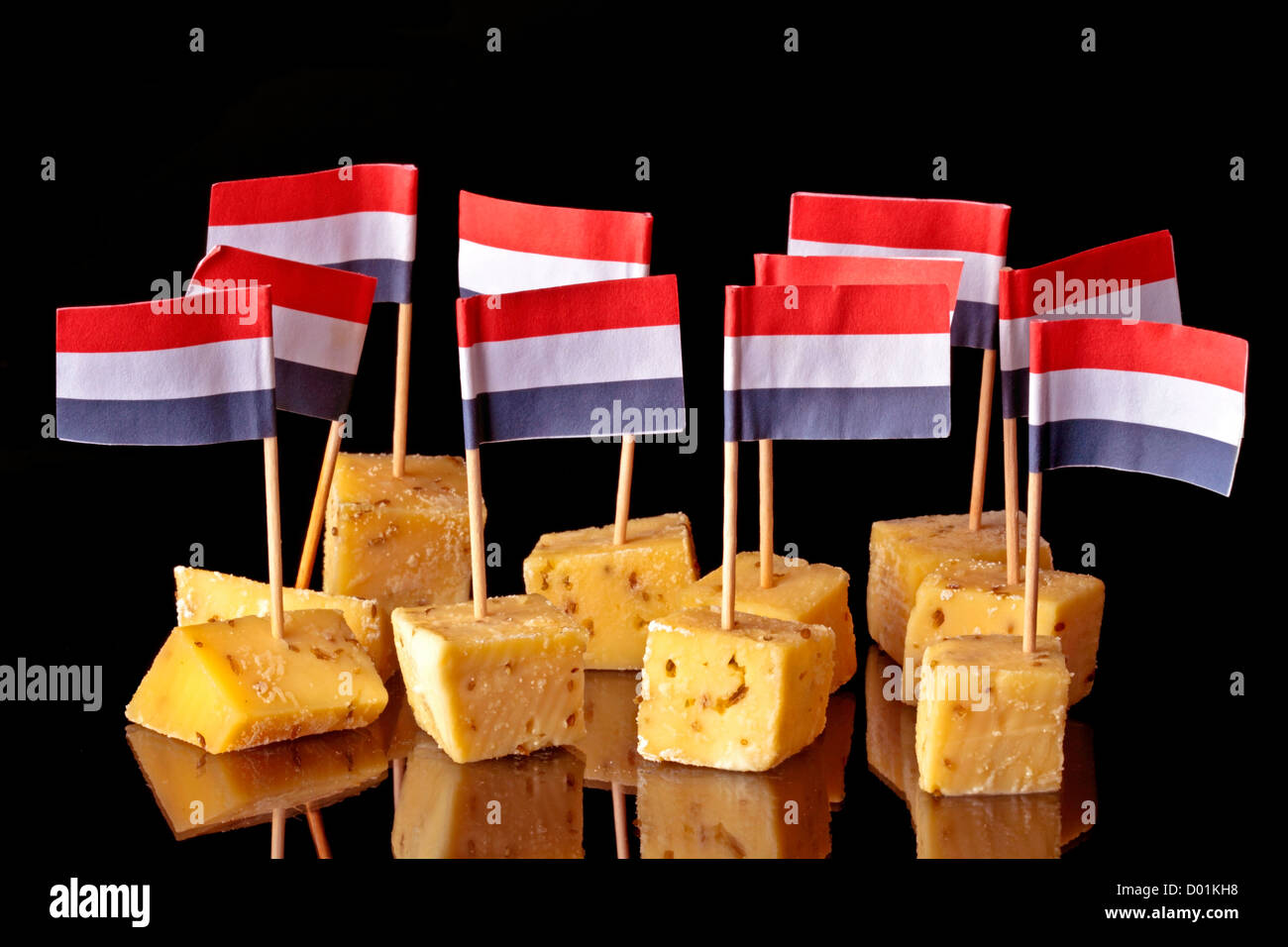 Dutch pickle cheese with dutch flags Stock Photo