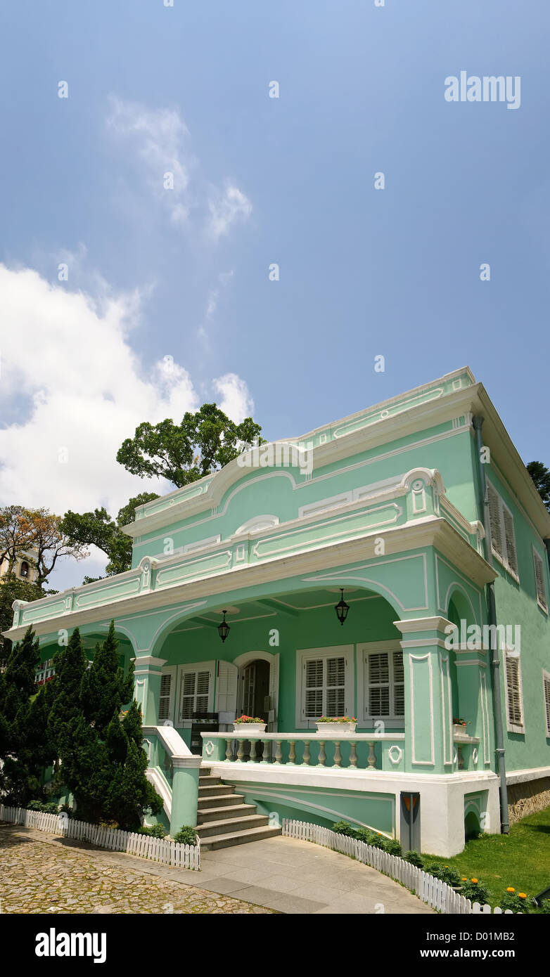 Macao's typical houses in colonial style in Macau, China, Asia Stock