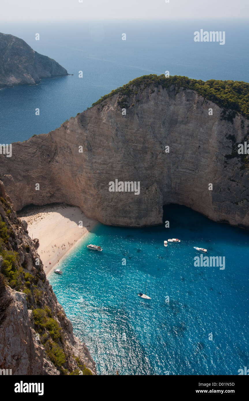 Navagio ,The famous shipwreck beach on the Zakynthos island, Greece. Stock Photo