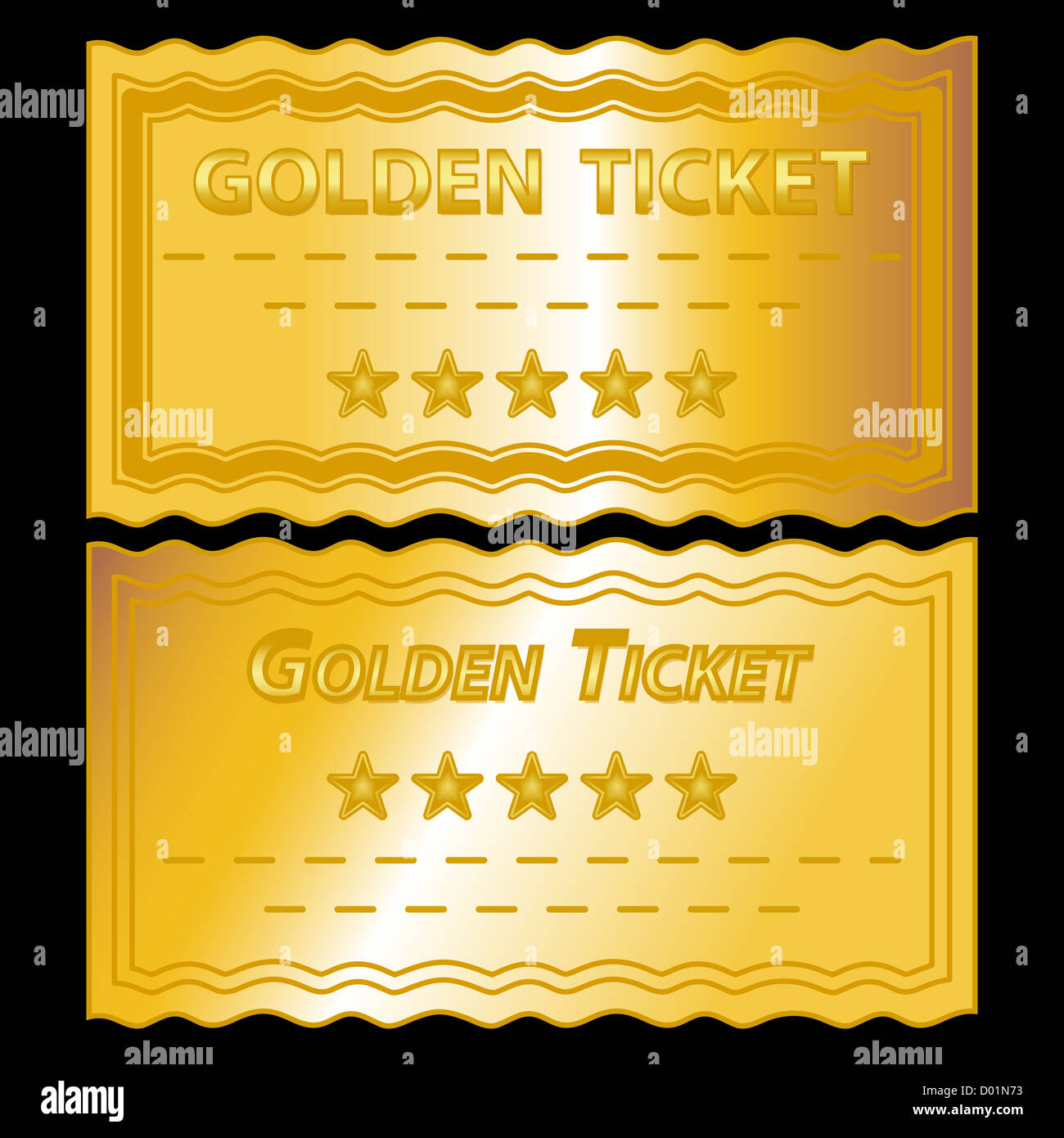 illustration of golden tickets on black background Stock Photo