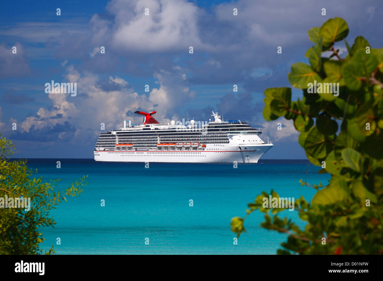 Cruise line ship in Caribbean sea Stock Photo