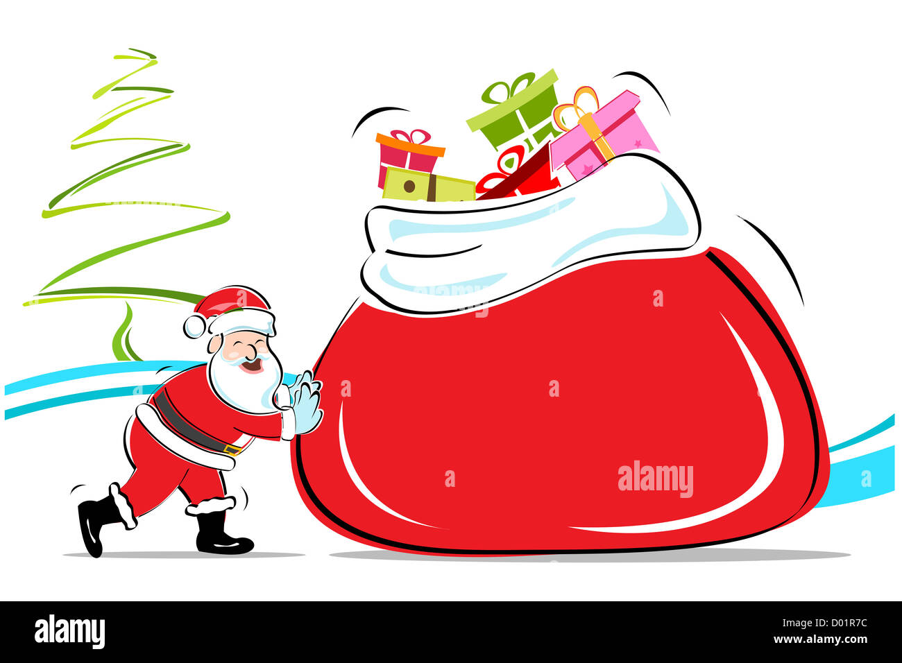 illustration of merry christmas card with santa on white background ...