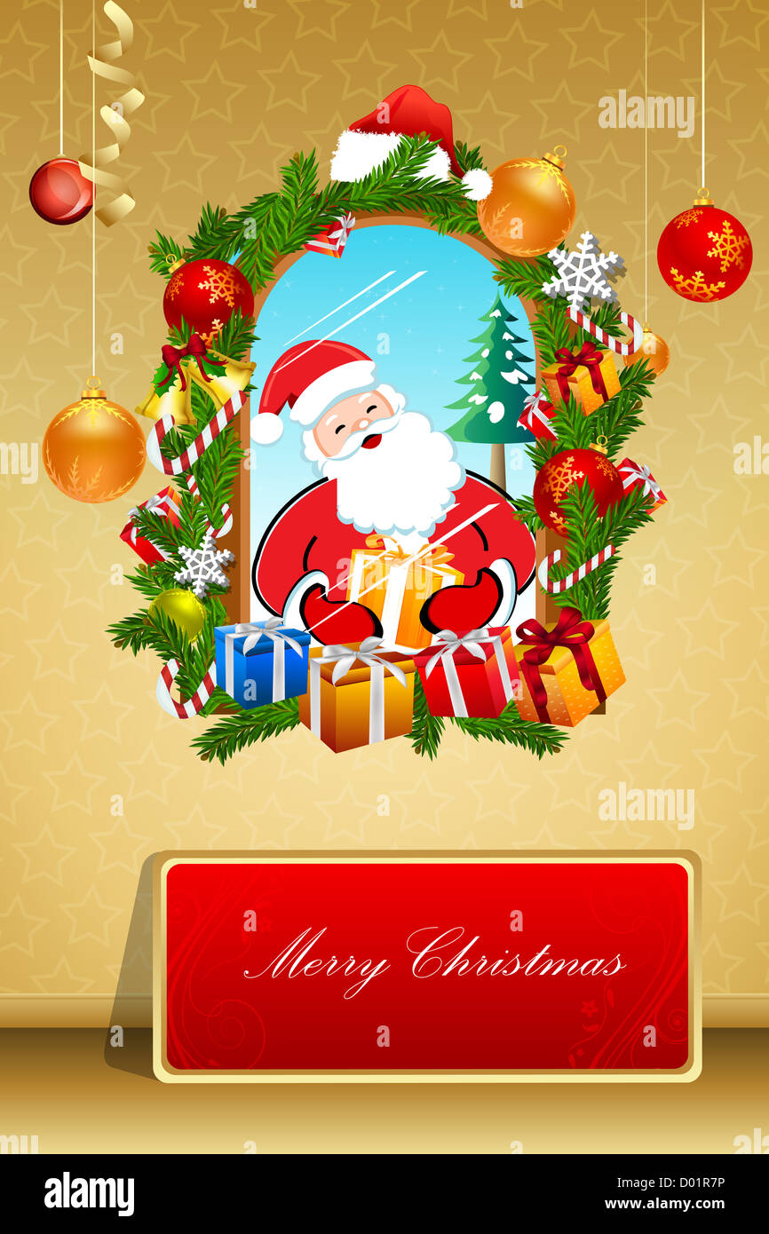 illustration of abstract merry christmas card Stock Photo - Alamy