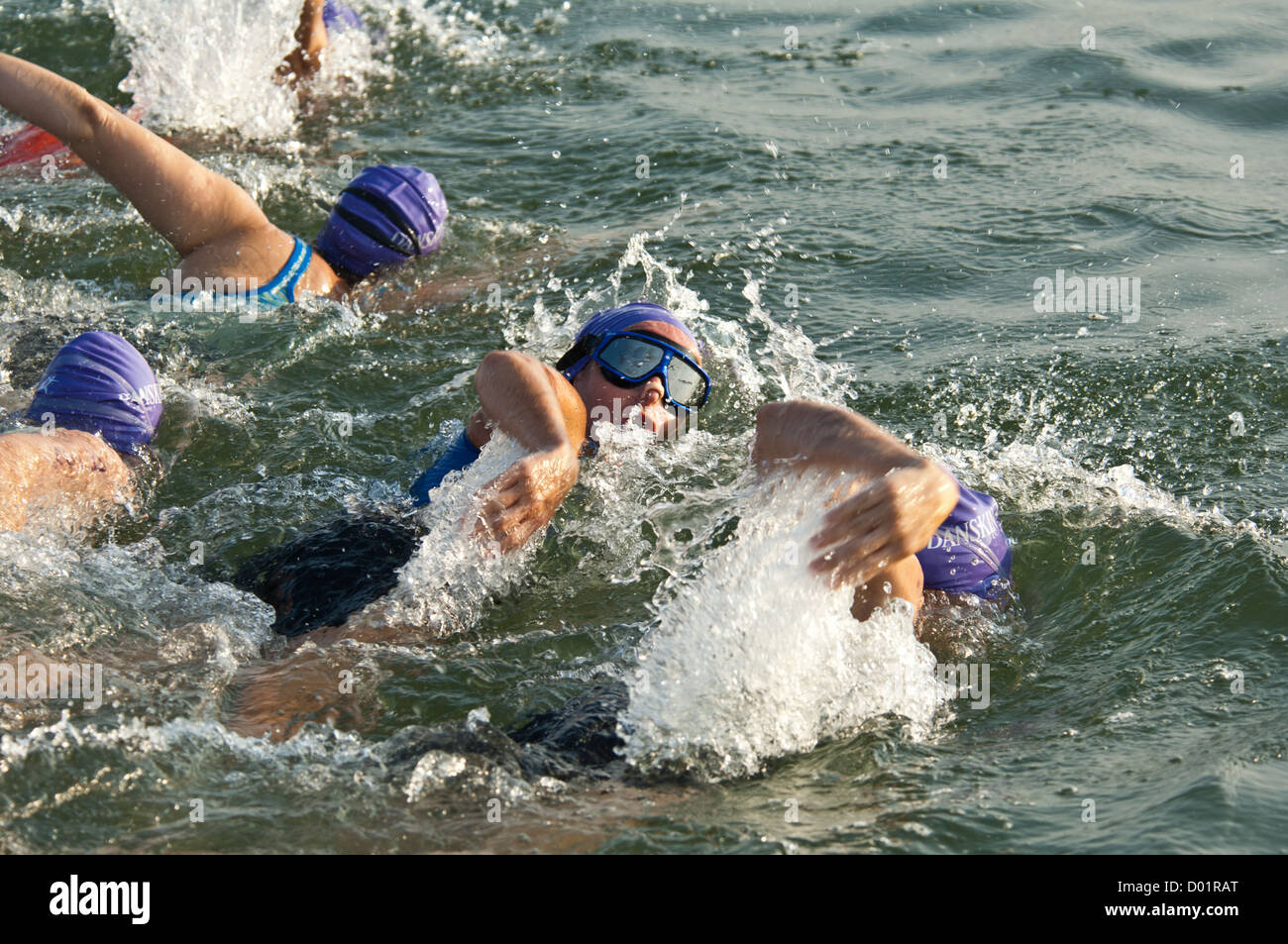 Swimmers competing in a triathlon race, Austin Texas Stock Photo - Alamy