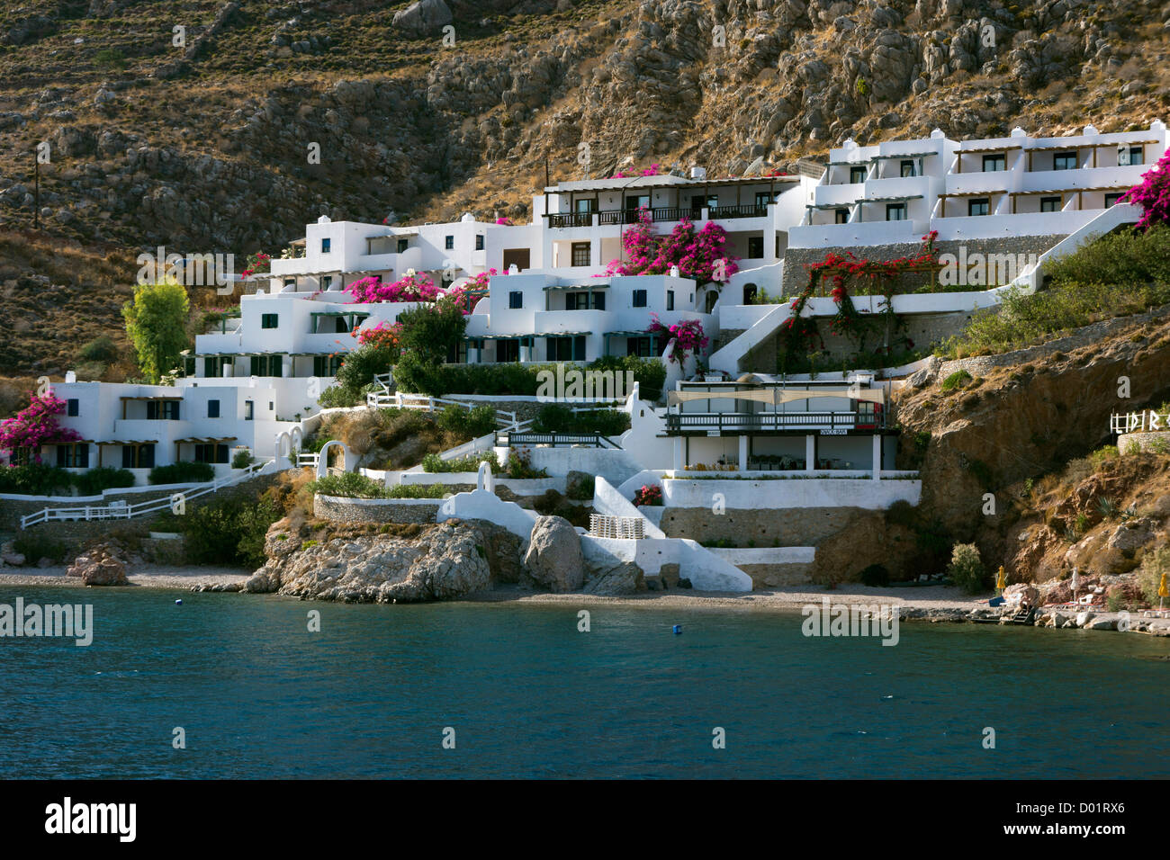 Holiday Apartments, Livadia, Tilos, Dodekanese, Greece Stock Photo