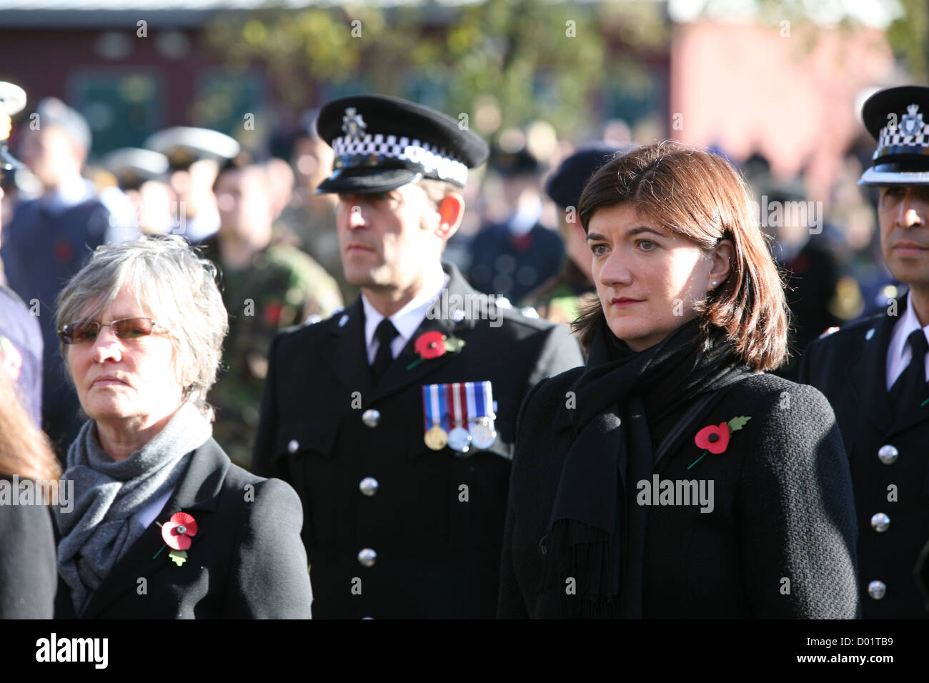 nicky morgan (right) conservative mp at the remembrance sunday parade in loughborough Stock Photo